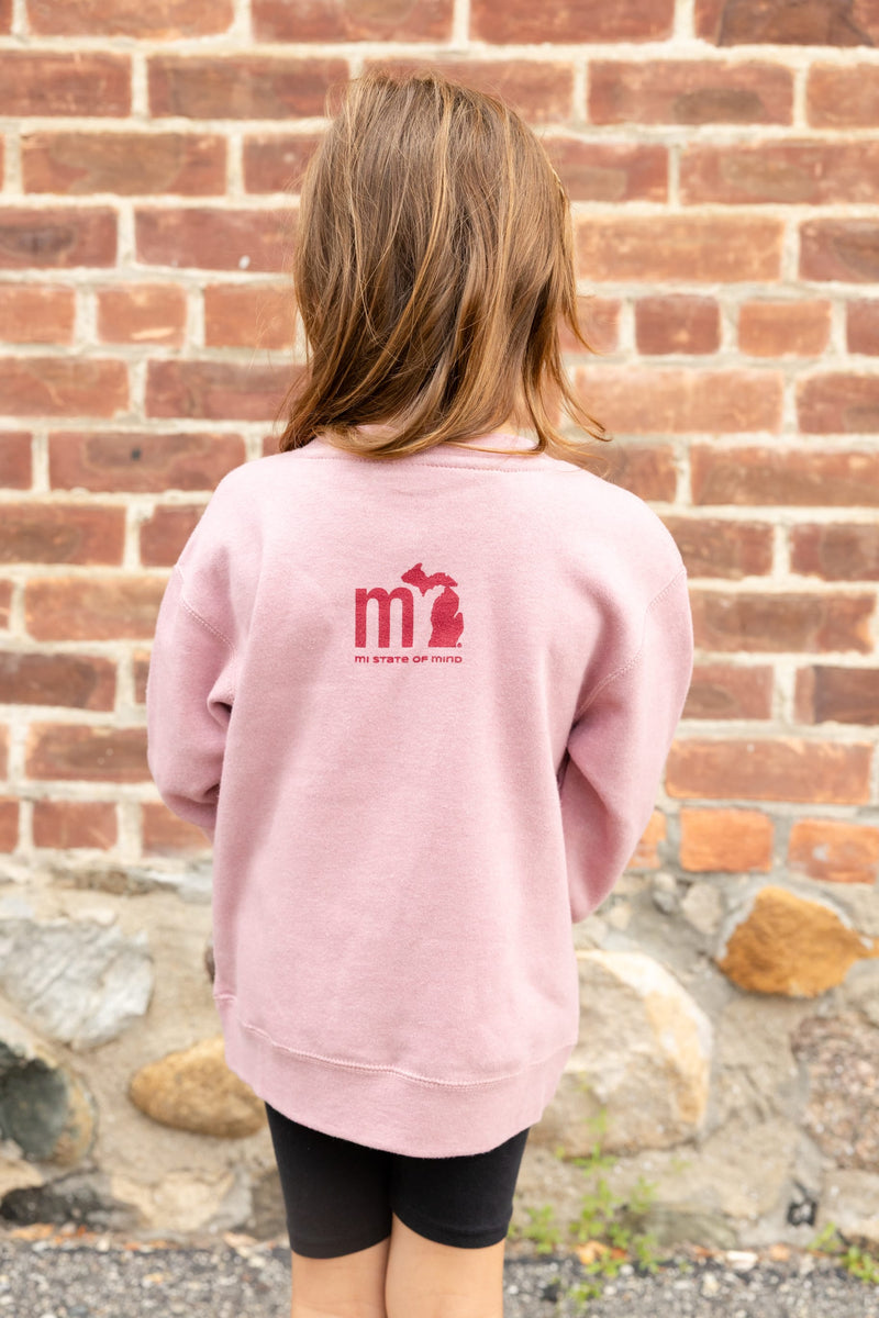 Load image into Gallery viewer, mi State of Mind youth crewneck sweatshirt mi Youth Crewneck Sweatshirt