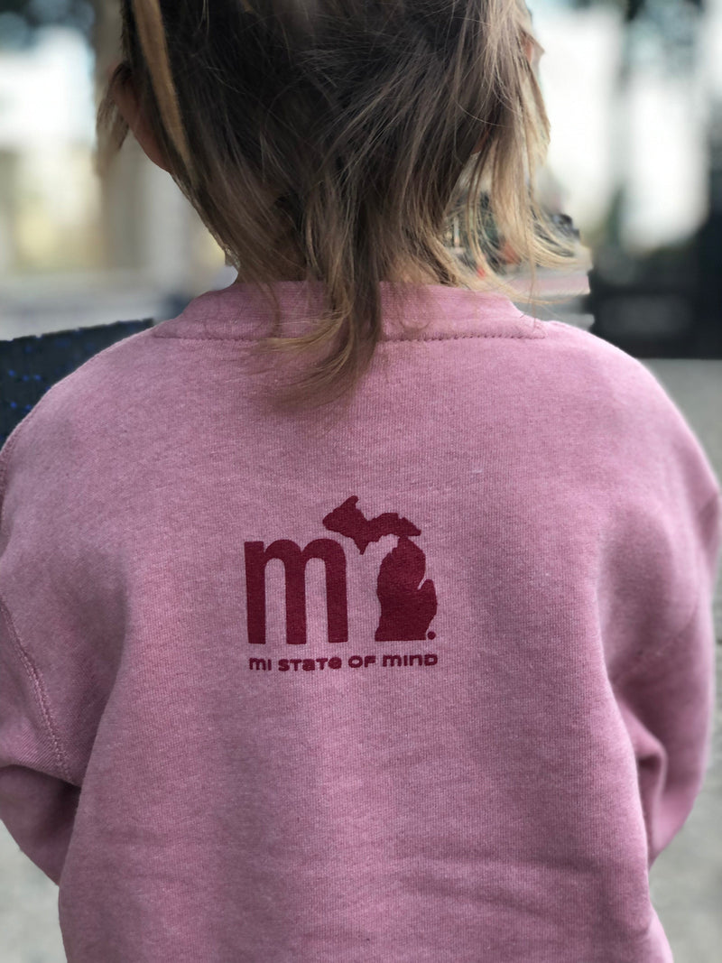 Load image into Gallery viewer, mi State of Mind youth crewneck sweatshirt mi Youth Crewneck Sweatshirt