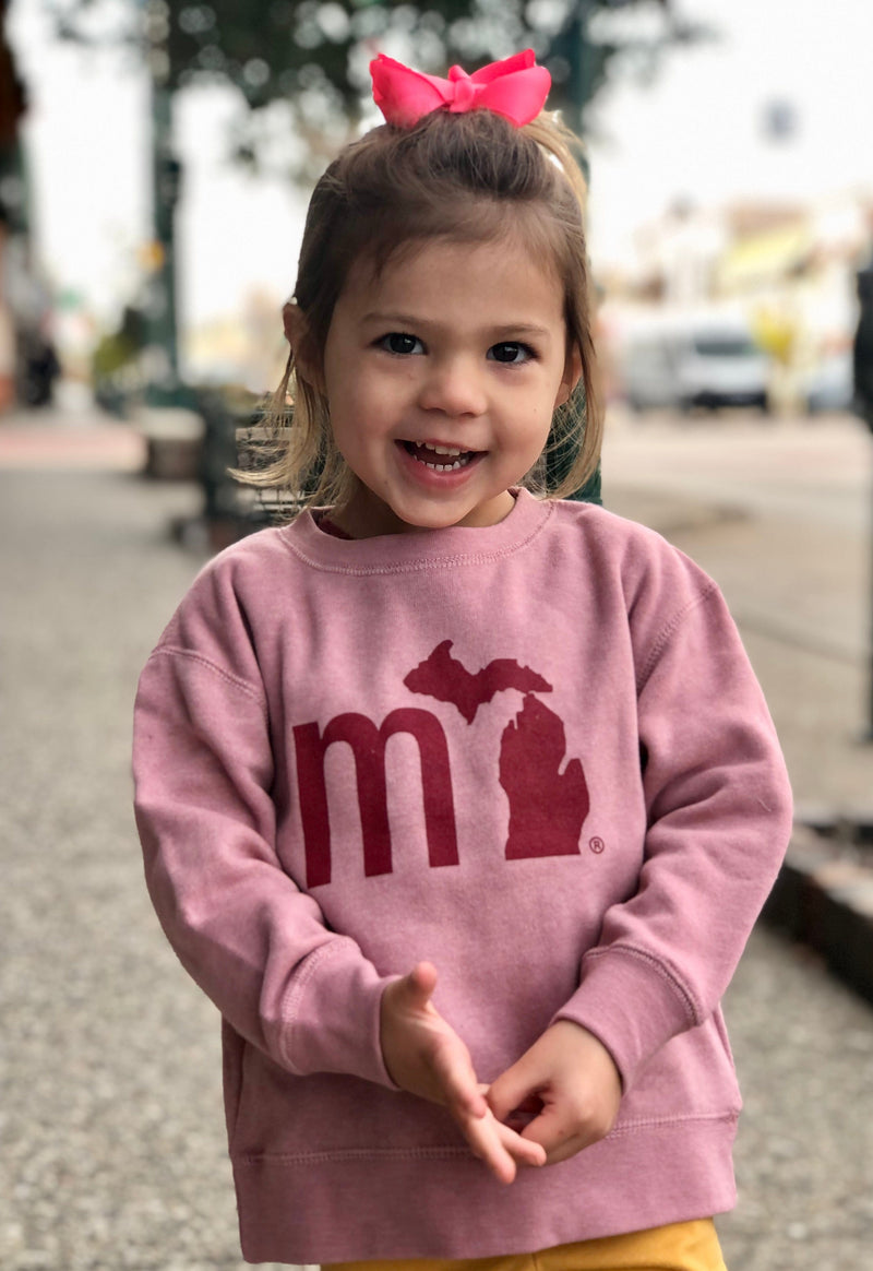 Load image into Gallery viewer, mi State of Mind youth crewneck sweatshirt Orchid Heather / XS mi Youth Crewneck Sweatshirt