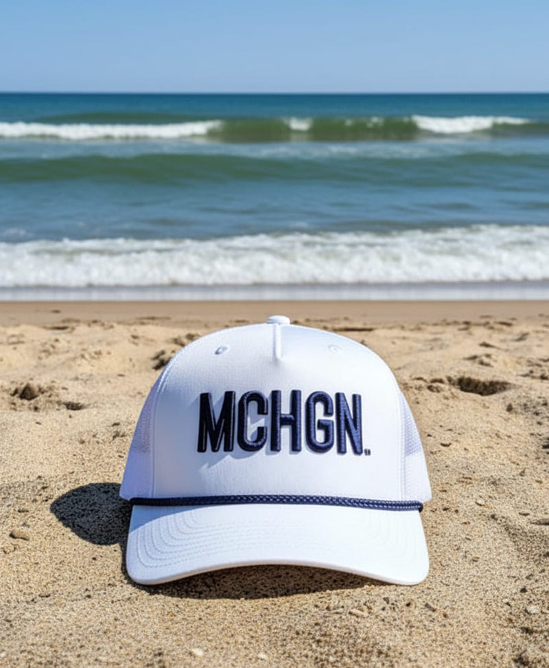 Load image into Gallery viewer, mi State of Mind adjustable cap White/Navy MCHGN Cap - Core
