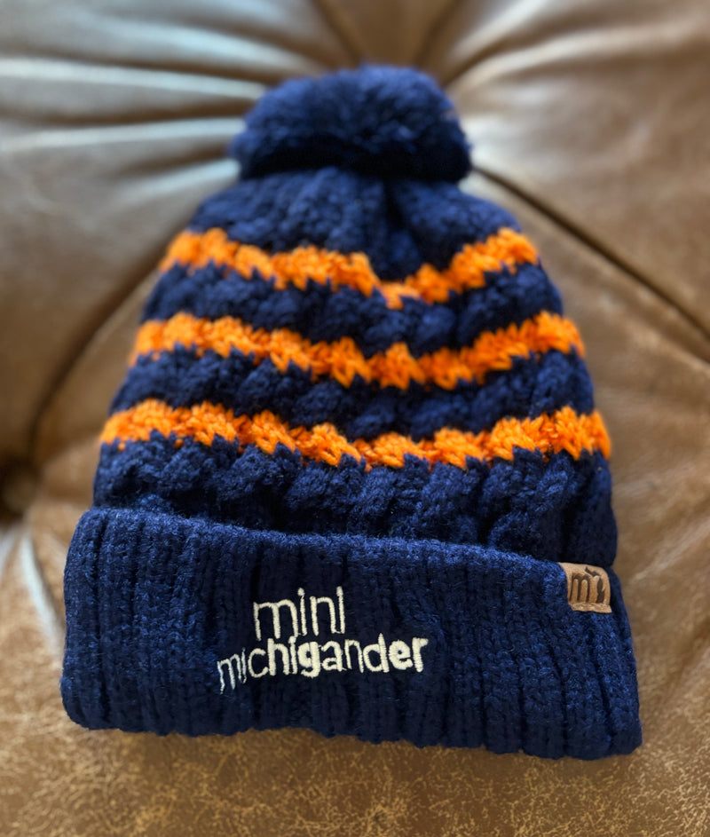Load image into Gallery viewer, mi State of Mind beanie Orange/Navy / S (6-12 Months) Mini Michigander Beanies
