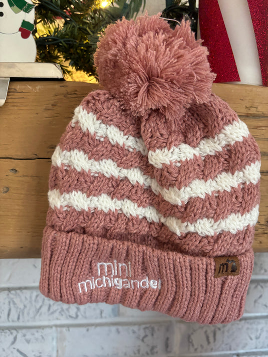 mi State of Mind beanie Pink/White / S (6-12 Months) Mini Michigander Beanies