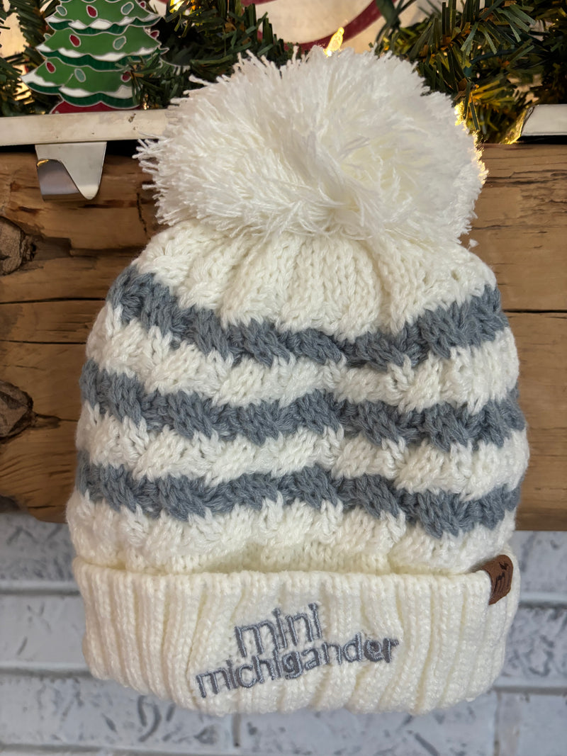 Load image into Gallery viewer, mi State of Mind beanie White/Grey / S (6-12 Months) Mini Michigander Beanies
