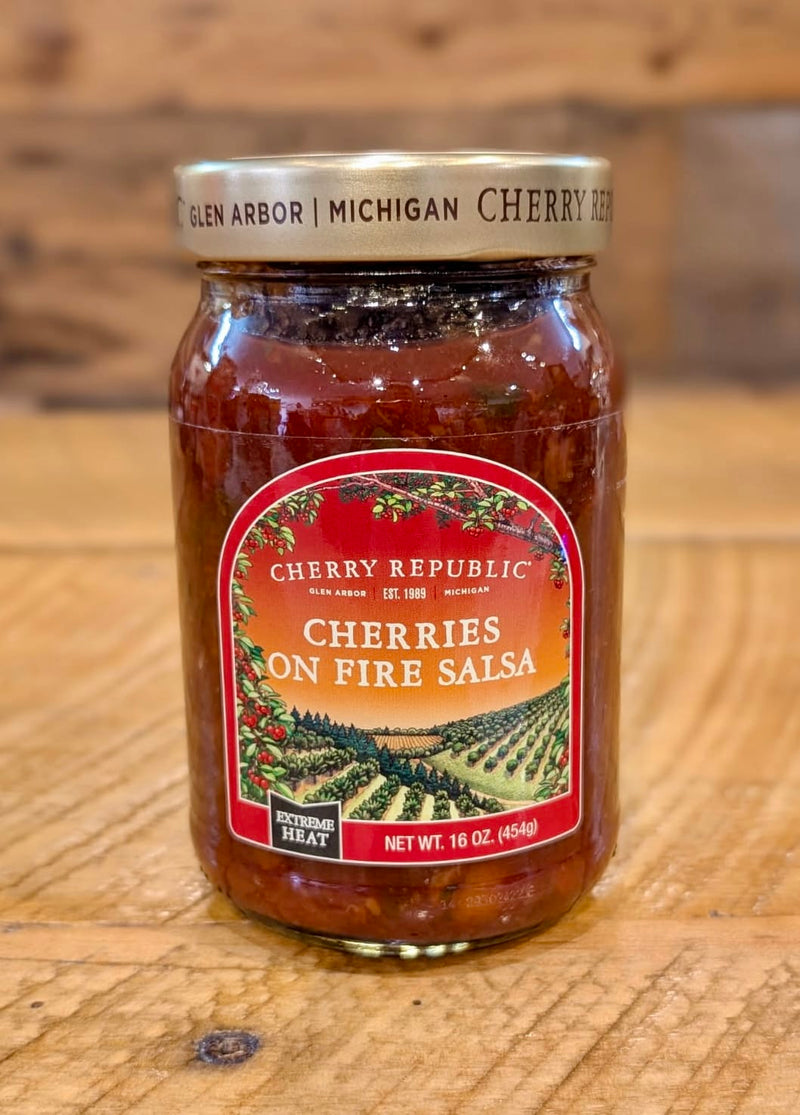 Load image into Gallery viewer, mi State of Mind cherry salsa Cherries on Fire Salsa Cherry Salsa
