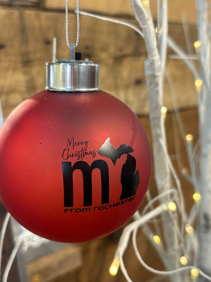 Load image into Gallery viewer, mi State of Mind Christmas Ornament Red mi Frosted LED Ornament
