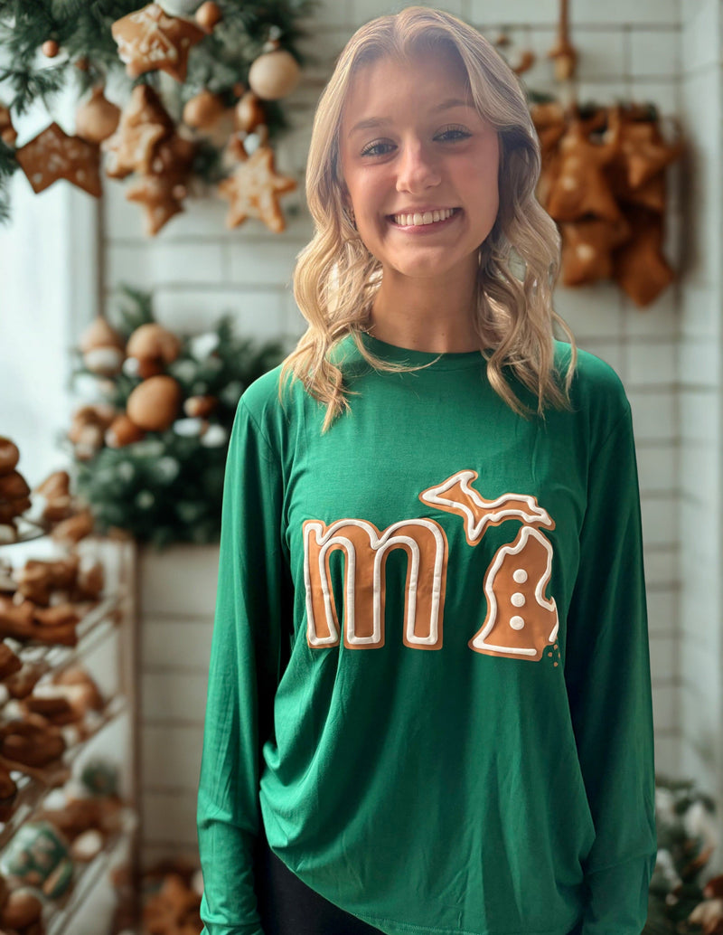 Load image into Gallery viewer, mi State of Mind Christmas shirt mi Gingerbread Christmas Shirt
