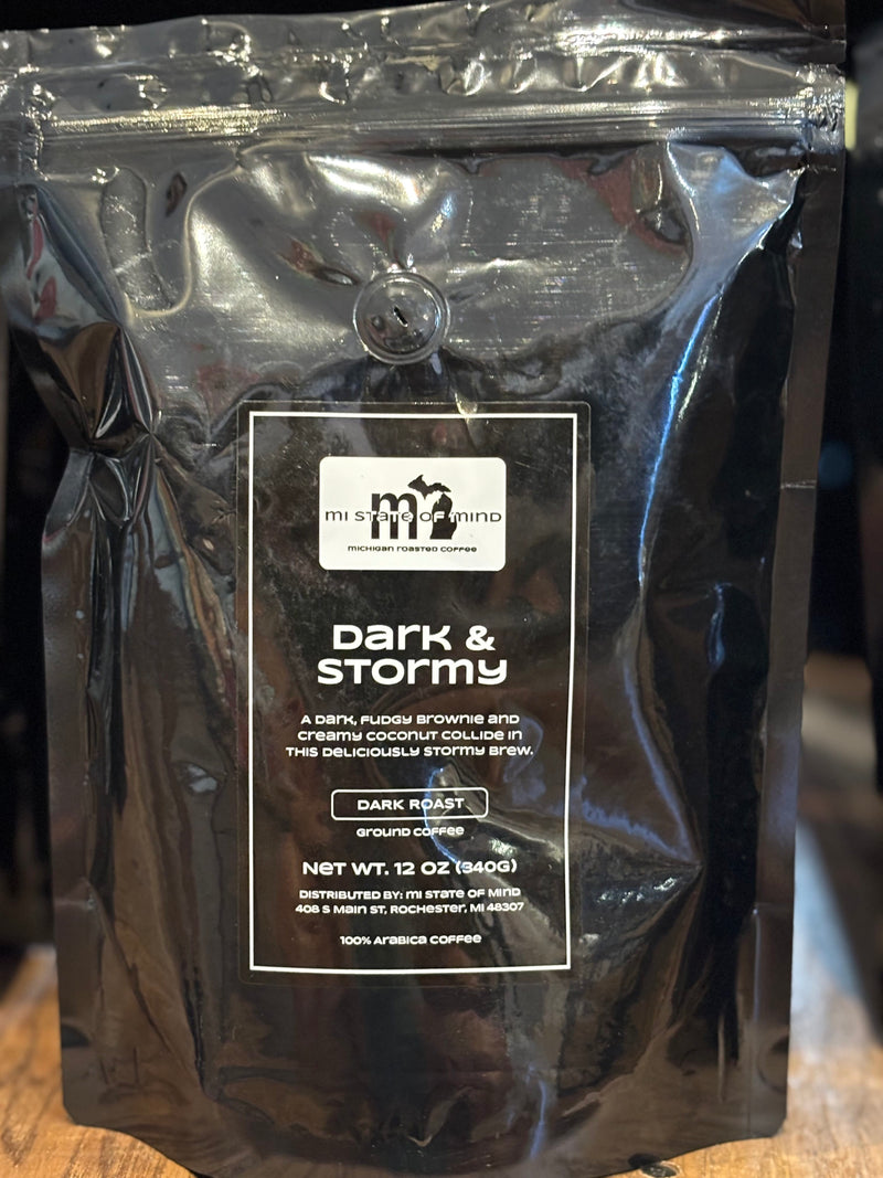 Load image into Gallery viewer, mi State of Mind coffee Dark n Stormy (Dark Roast) 12oz mi Ground Coffee
