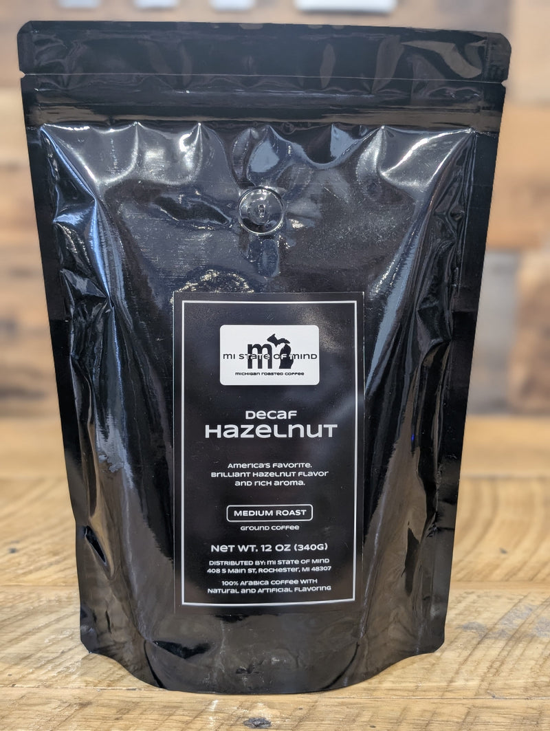 Load image into Gallery viewer, mi State of Mind coffee DECAF Hazelnut (Medium Roast) 12oz mi Ground Coffee
