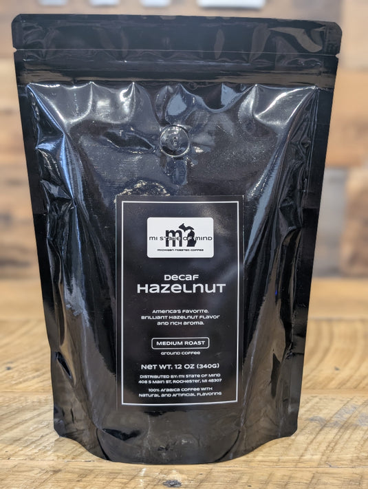 mi State of Mind coffee DECAF Hazelnut (Medium Roast) 12oz mi Ground Coffee