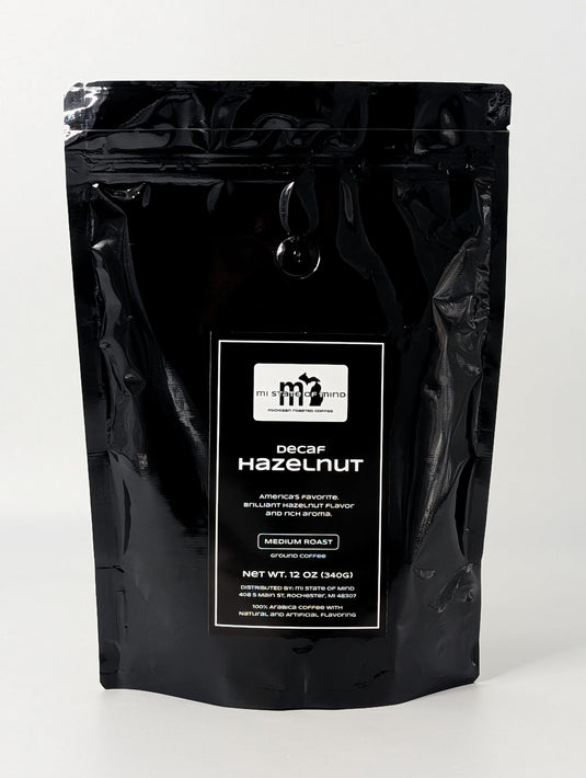 mi State of Mind coffee DECAF Hazelnut (Medium Roast) 12oz mi Ground Coffee