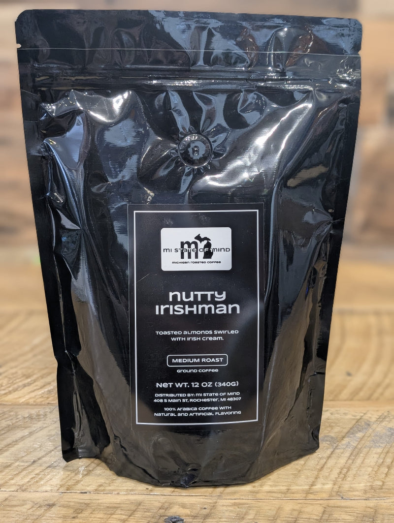 Load image into Gallery viewer, mi State of Mind coffee Nutty Irishman (Medium Roast) 12oz mi Ground Coffee
