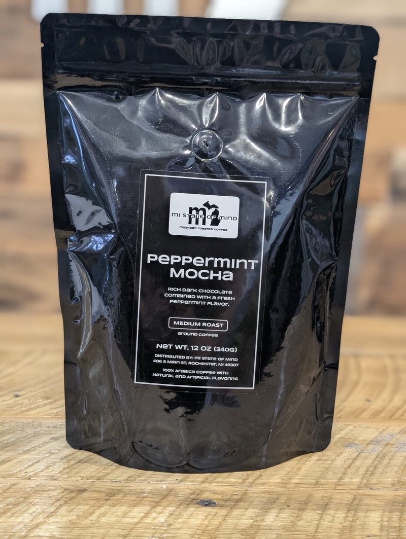 Load image into Gallery viewer, mi State of Mind coffee Peppermint Mocha (Medium Roast) 12oz mi Ground Coffee
