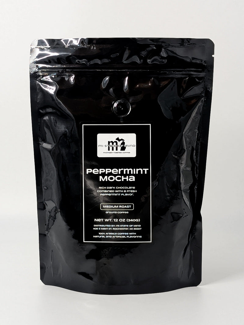Load image into Gallery viewer, mi State of Mind coffee Peppermint Mocha (Medium Roast) 12oz mi Ground Coffee
