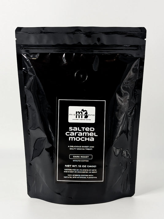 mi State of Mind coffee Salted Caramel Mocha (Dark Roast) 12oz mi Ground Coffee