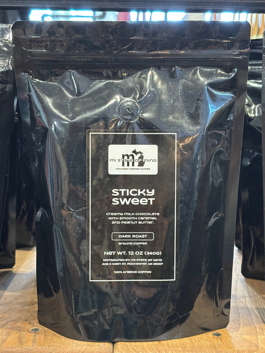 mi State of Mind coffee Sticky Sweet (Dark Roast) 12oz mi Ground Coffee