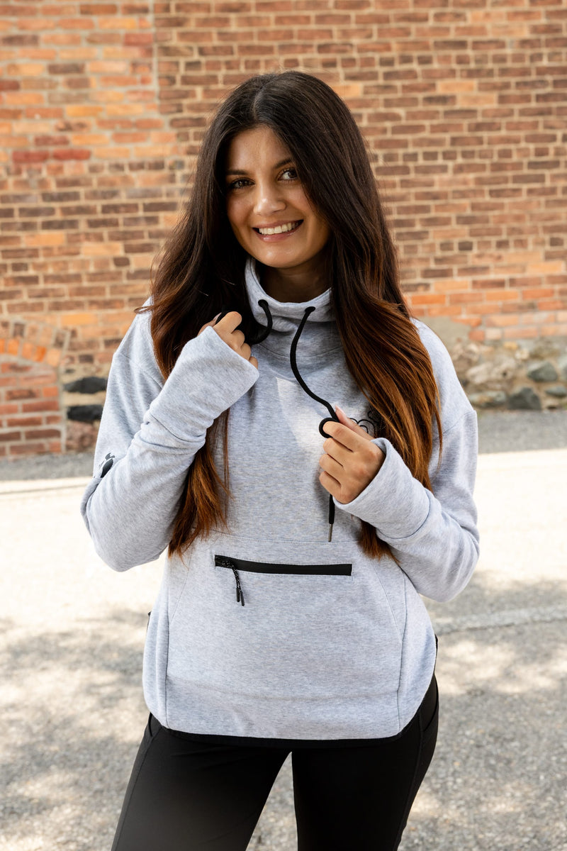 Load image into Gallery viewer, mi State of Mind cowl neck hoodie Heather Grey / X-Small mi Cowl Neck Pullover
