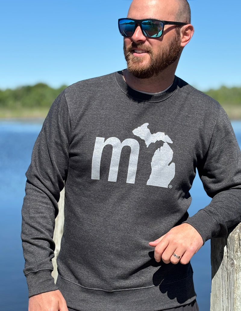 Load image into Gallery viewer, mi State of Mind crewneck sweatshirt Charcoal / S mi Downtown Crew
