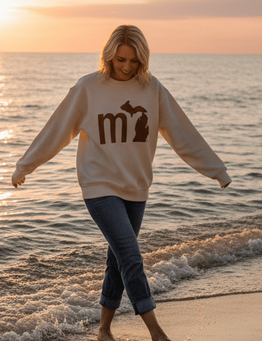 Load image into Gallery viewer, mi State of Mind crewneck sweatshirt Oatmeal / S mi Downtown Crew
