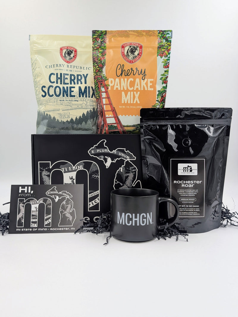 Load image into Gallery viewer, mi State of Mind gift box Black A Michigan Morning Box
