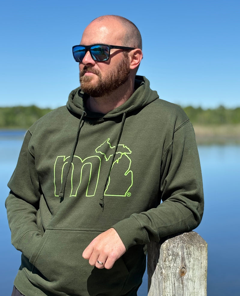 Load image into Gallery viewer, mi State of Mind hooded sweatshirt Evergreen / S mi Downtown Hoodie
