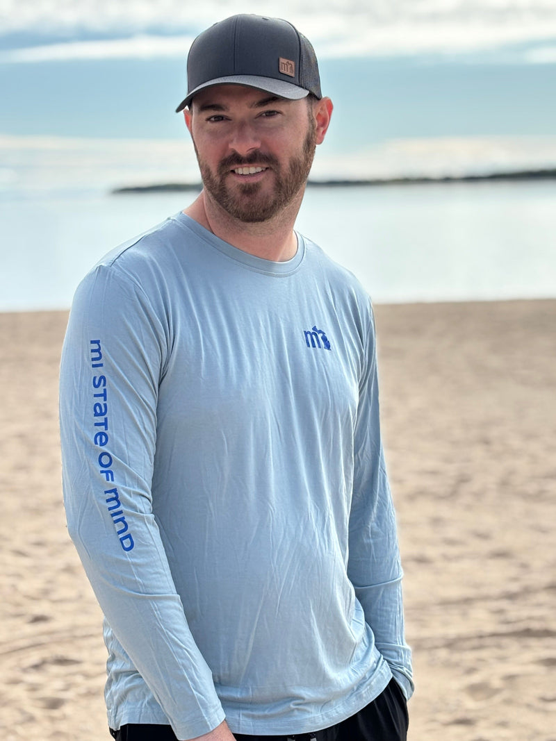 Load image into Gallery viewer, mi State of Mind long sleeve shirt Baby Blue / XS mi Bamboo Long Sleeves
