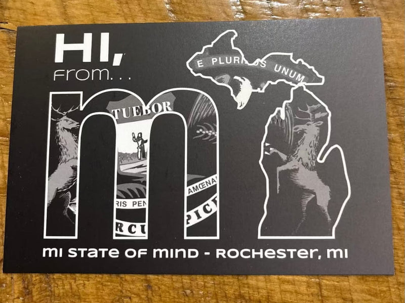 Load image into Gallery viewer, mi State of Mind Postcard Black &amp; White - Tuebor Postcard
