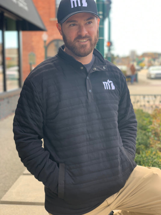 mi State of Mind pullover Black w/ White Logo / S mi Quilted Snap Pullover