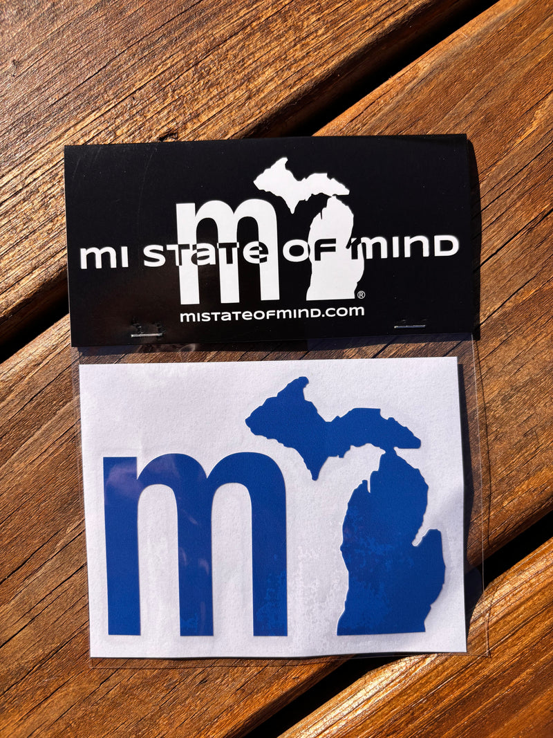 Load image into Gallery viewer, mi State of Mind Sticker Great Lakes Blue THE “mi” Sticker
