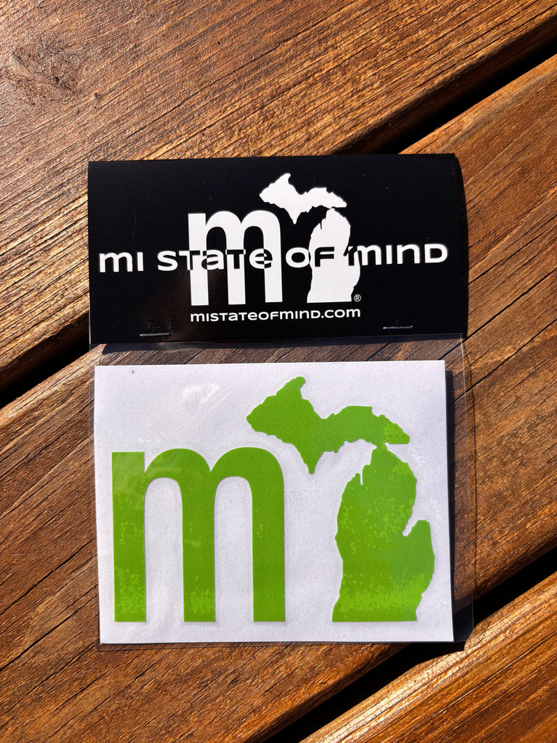 Load image into Gallery viewer, mi State of Mind Sticker Lime Green THE “mi” Sticker
