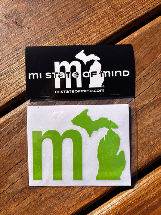 mi State of Mind Sticker Lime Green THE “mi” Sticker