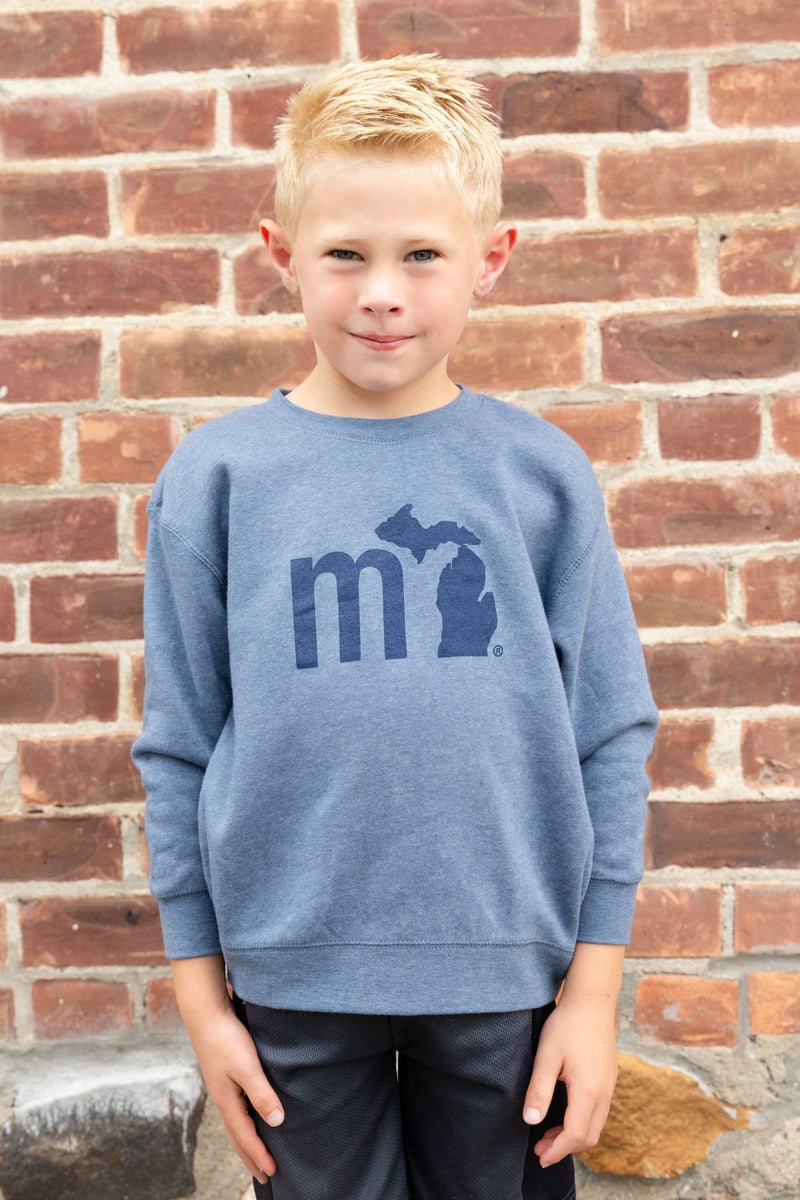 Load image into Gallery viewer, mi State of Mind toddler crewneck Storm Blue Heather / 2T mi Toddler Crewneck Sweatshirt

