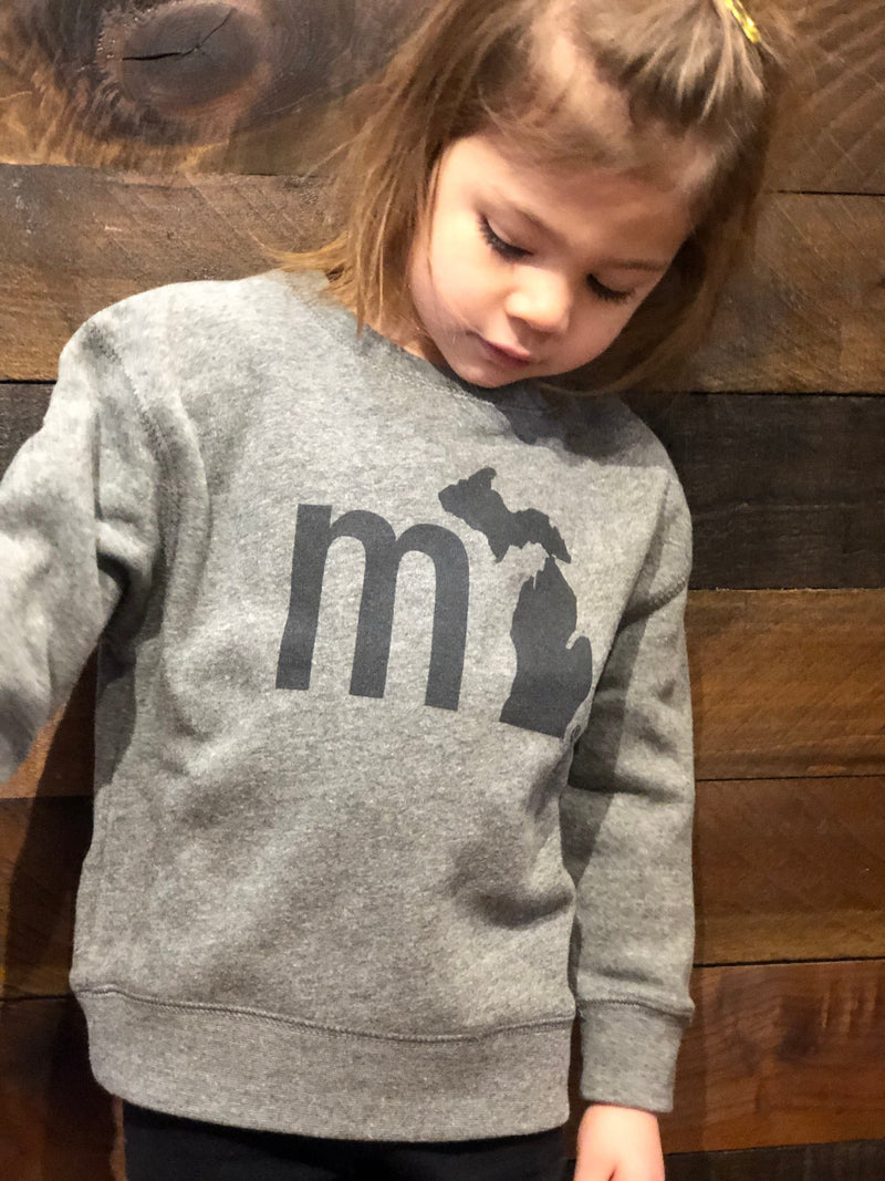 Load image into Gallery viewer, mi State of Mind youth crewneck sweatshirt Gray / XS (4/5) mi Youth Crewneck Sweatshirt
