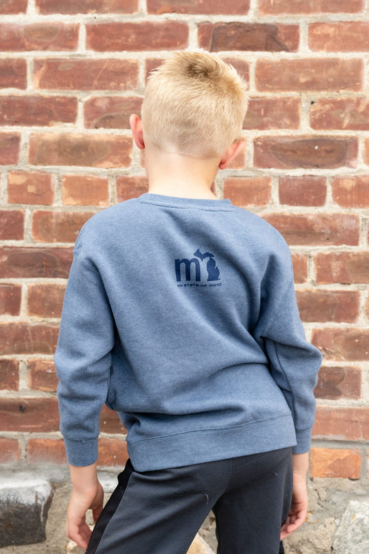 mi State of Mind youth crewneck sweatshirt mi Youth Crewneck Sweatshirt